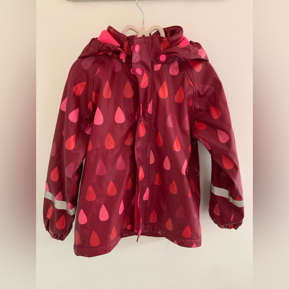 Reima Kids Burgundy Raincoat with Pink Raindrops